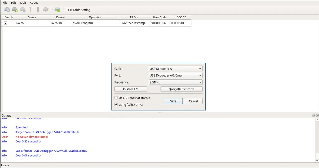 Fixing “No Gowin devices found!” in Gowin Programmer on Linux