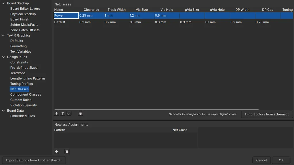 How to set track width by netclass in KiCad 10