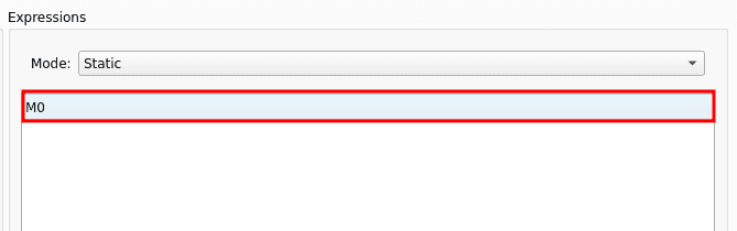 Expressions panel showing the single configured expression M0
