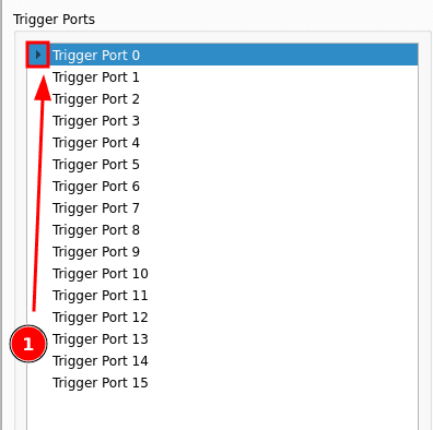 Clicking the expand arrow next to Trigger Port 0 in the Trigger Ports list