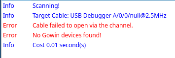 Gowin Programmer error stating No Gowin devices found