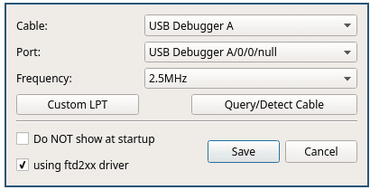 Gowin cable settings with using ftd2xx driver enabled
